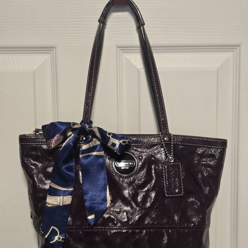 Coach Deep Purple Leather Tote - Picture 8 of 17